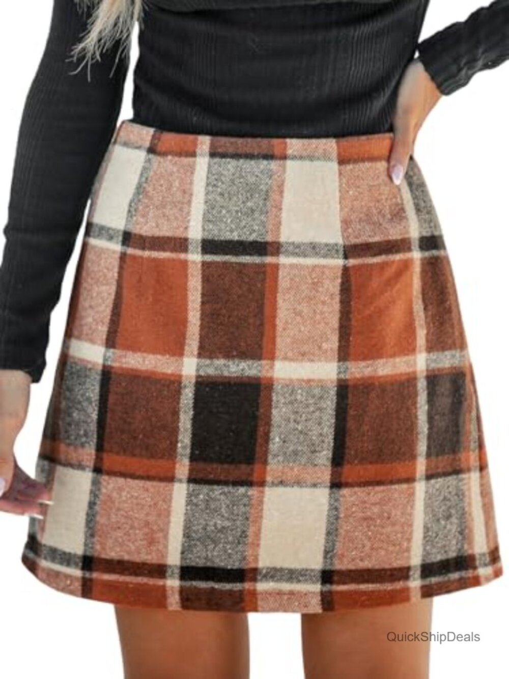 High Waist Plaid Mini Skirt A-Line Casual